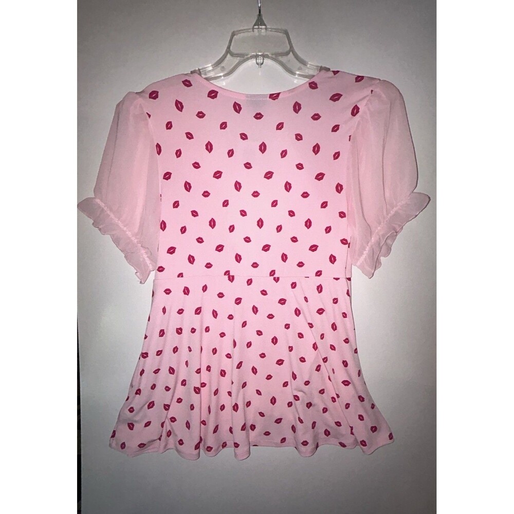 new w tags TORRID STUDIO KNIT CHIFFON PUFF SLEEVE SURPLICE TOP PLUS SIZE 1 14/16 - Picture 5 of 7